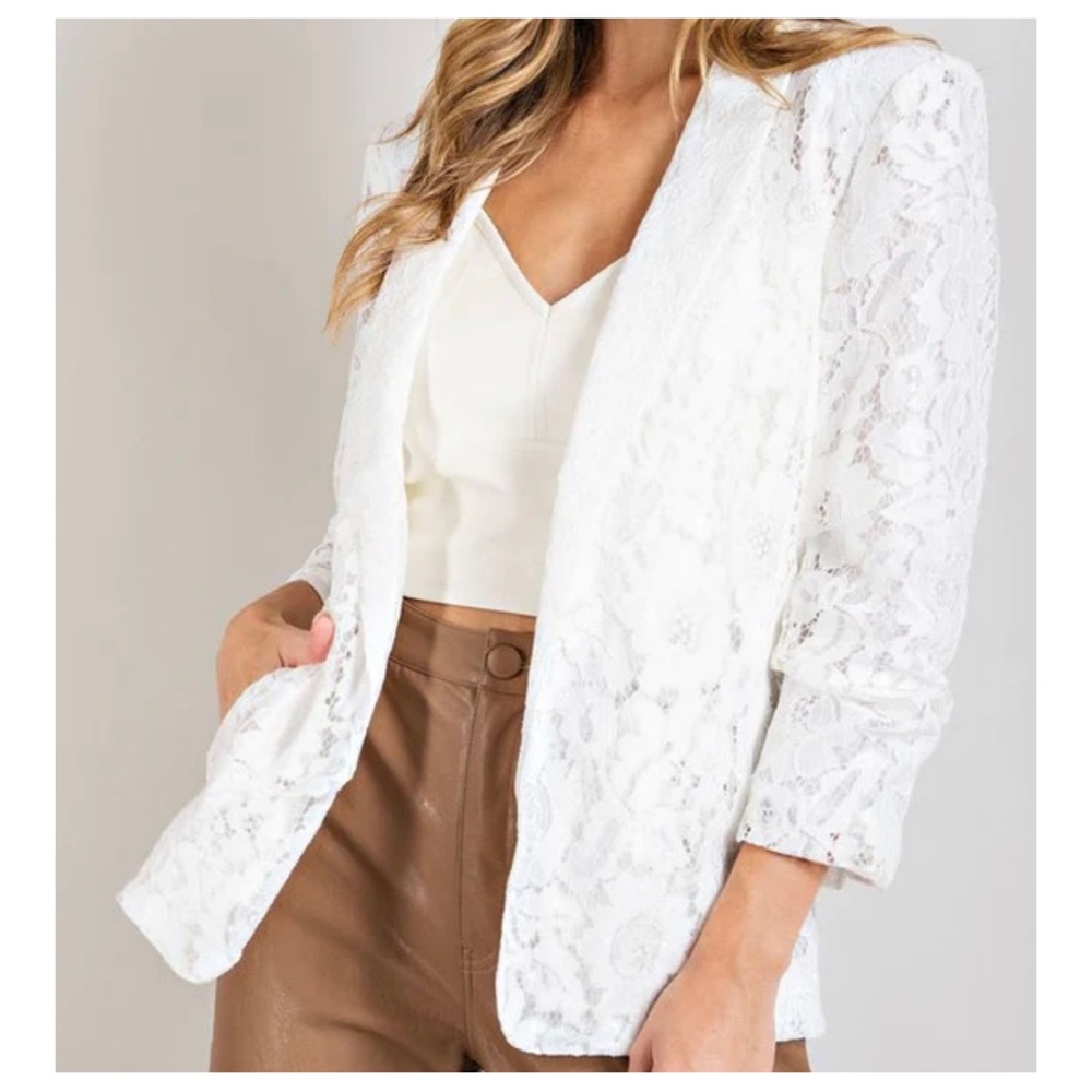 ShopEvelynne White Lace Blazer